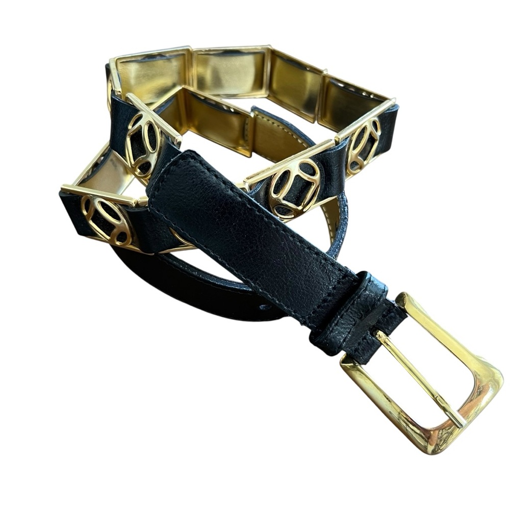 Tarox Black And Gold Leather Belt Size Small